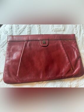 Vintage Burgundy Leather Aigner Clutch